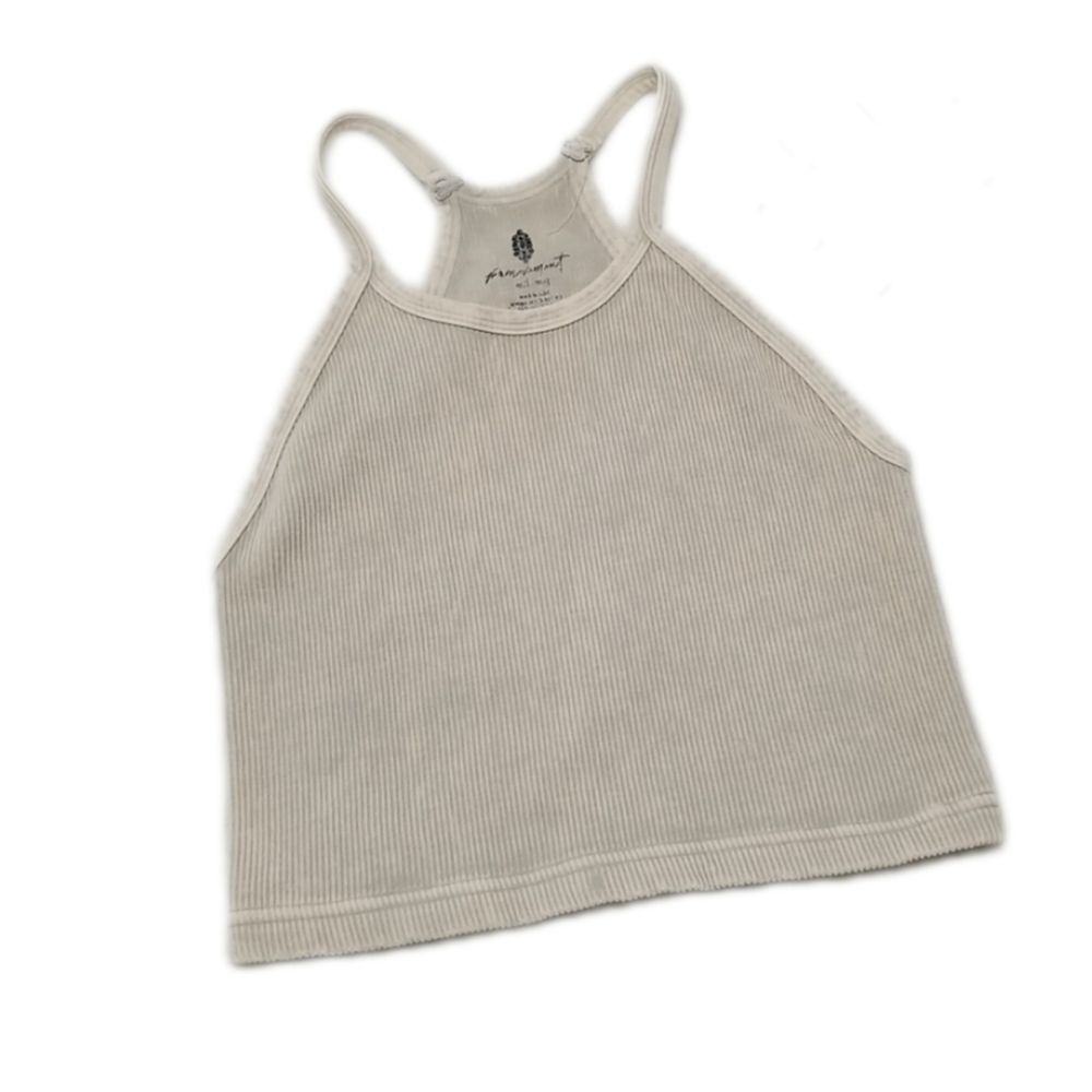 FP Movement by Free People Happiness Runs Crop Ribbed Tank Top Brushed Taupe